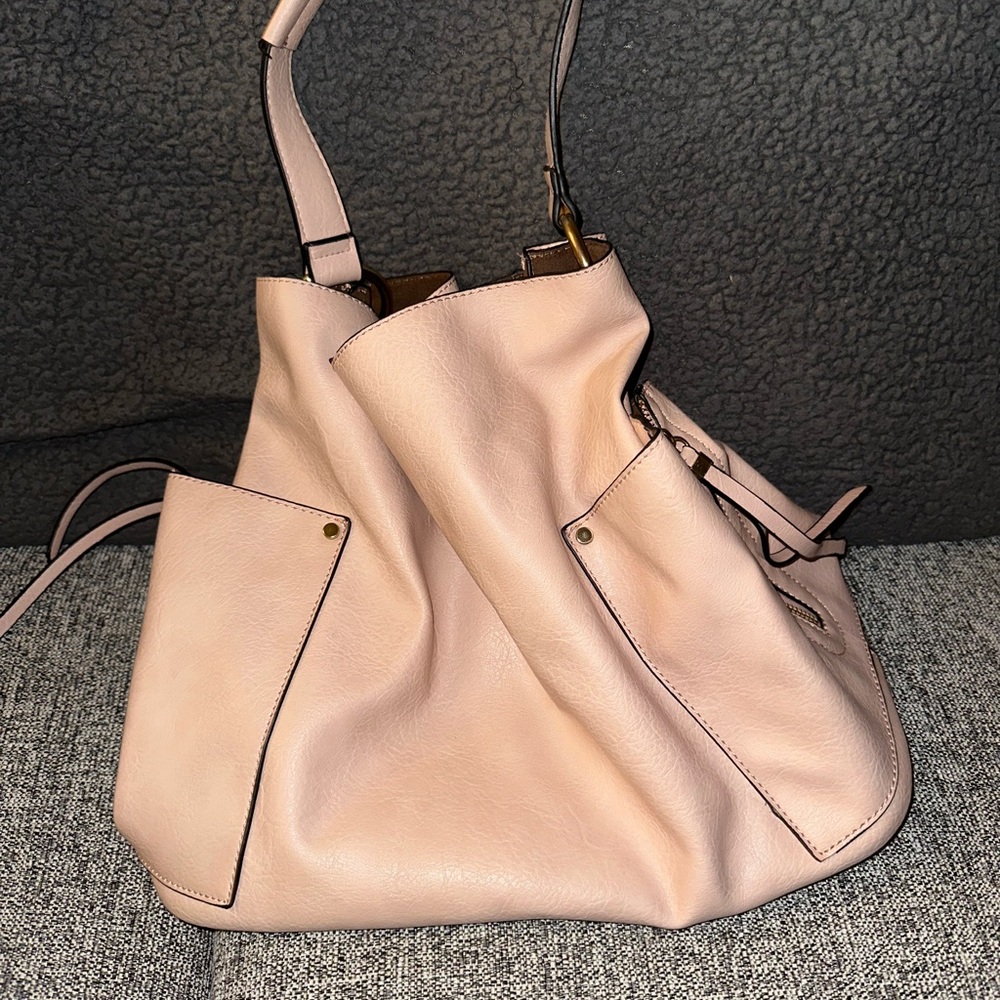 Elegant Pink Leather Hobo Bag